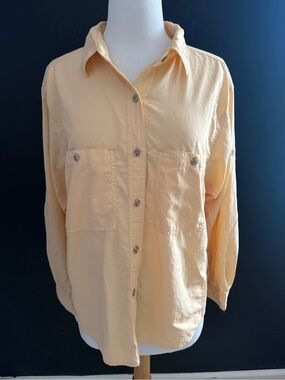 Rail Riders Women's Nylon Insect Shield Repellent Apparel Light Peach Button top